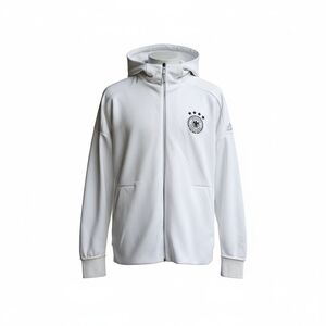 Adidas Germany Full Zip Track Jacket White Hooded Thumbholes Large ⚽ Flaws